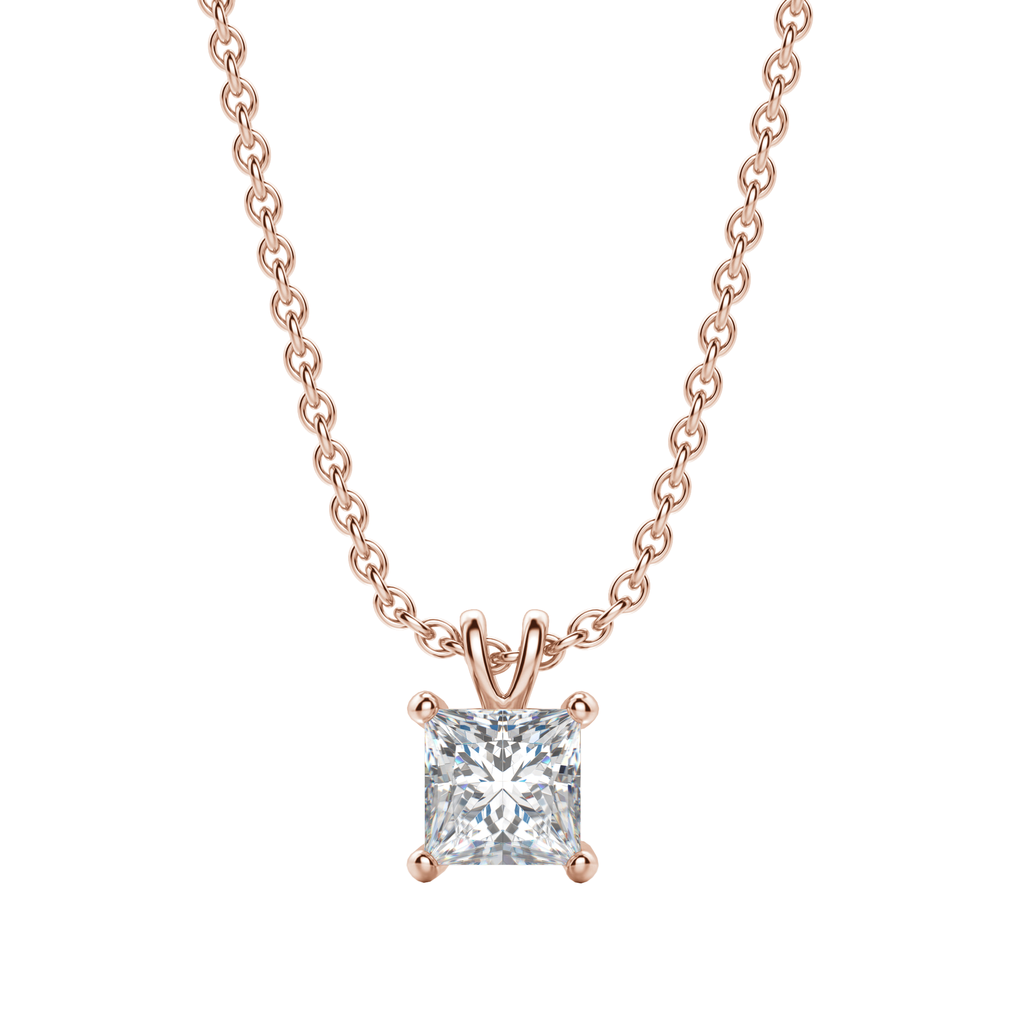 1.0CT Princess Solitaire D-VVS Lab Grown Diamond Necklace