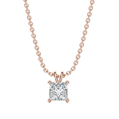 1.0CT Princess Solitaire D-VVS Lab Grown Diamond Necklace