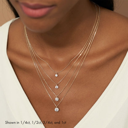 1.0CT Round Solitaire D-VVS Lab Grown Diamond Necklace