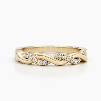 3.0mm Round Twisted Lab Grown Diamond Wedding Band