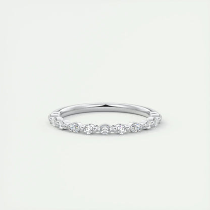 2.0mm Marquise & Round EF- VVS Lab Grown Diamond Half Eternity Wedding Band