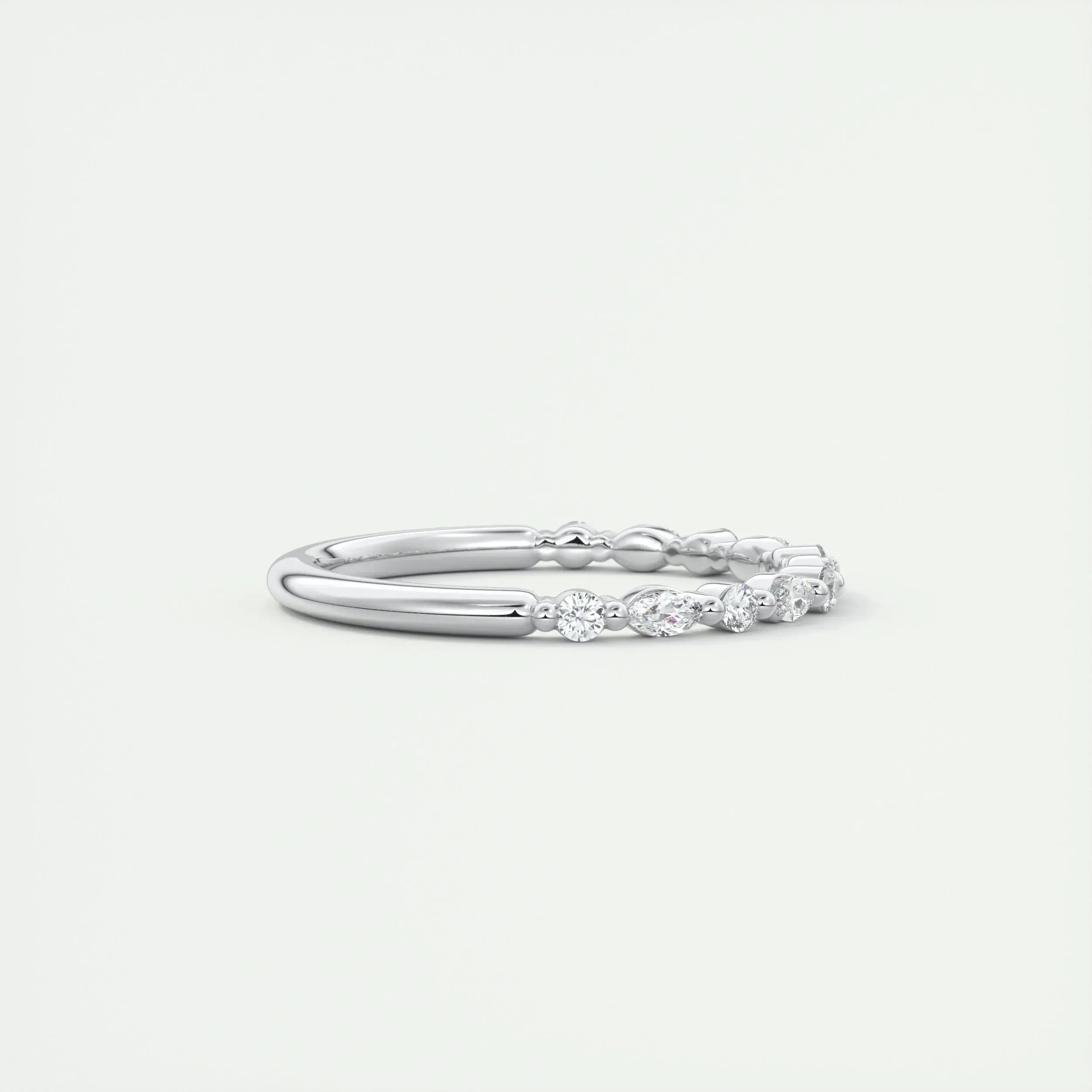2.0mm Marquise & Round EF- VVS Lab Grown Diamond Half Eternity Wedding Band