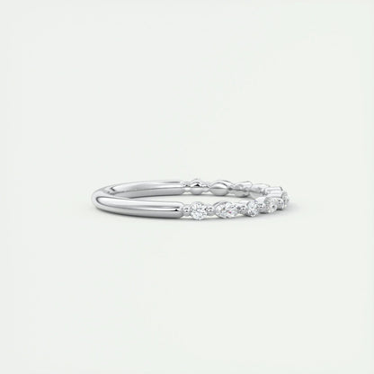 2.0mm Marquise & Round EF- VVS Lab Grown Diamond Half Eternity Wedding Band