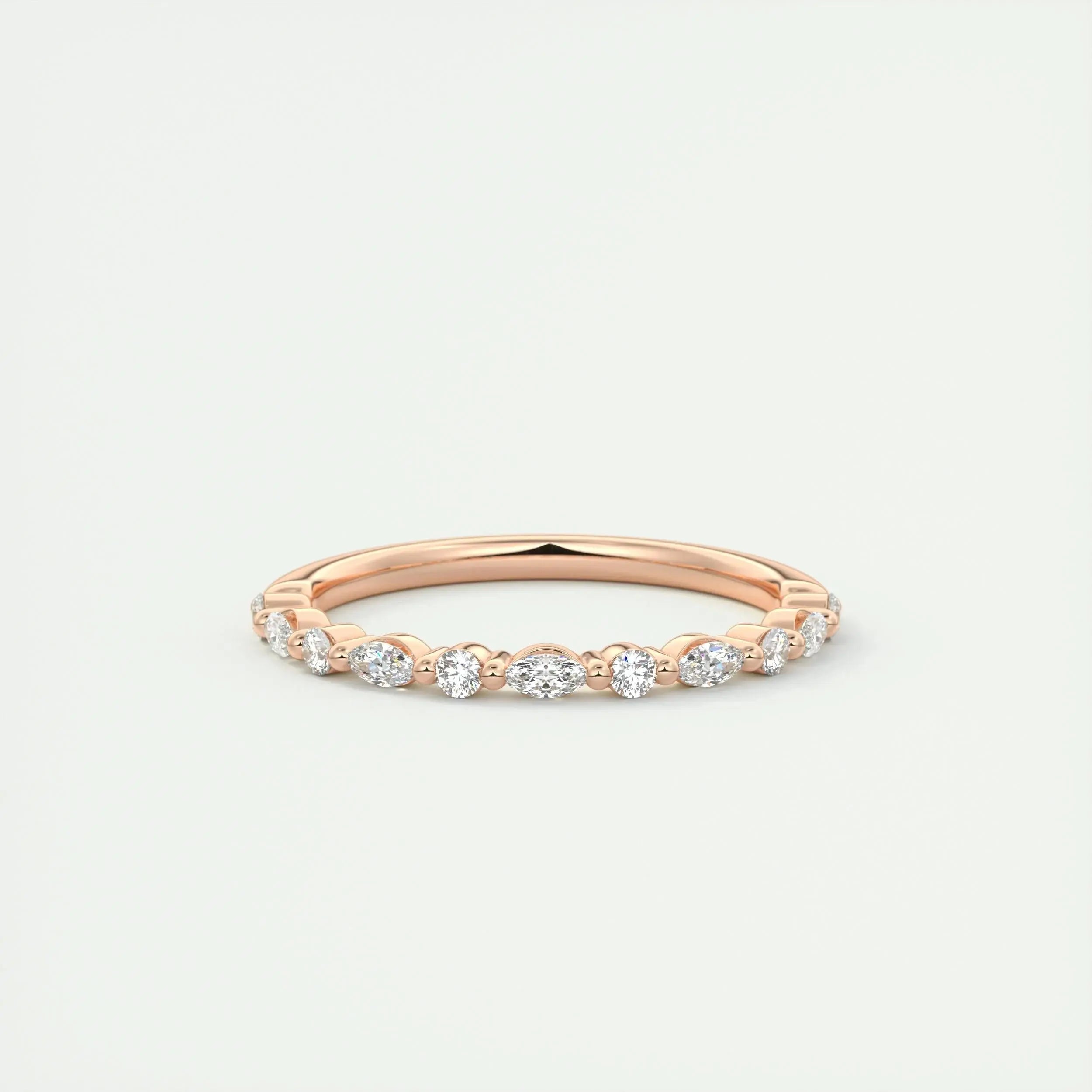 2.0mm Marquise & Round EF- VVS Lab Grown Diamond Half Eternity Wedding Band