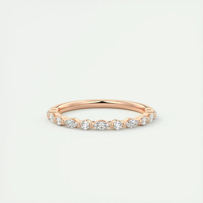 2.0mm Marquise & Round EF- VVS Lab Grown Diamond Half Eternity Wedding Band