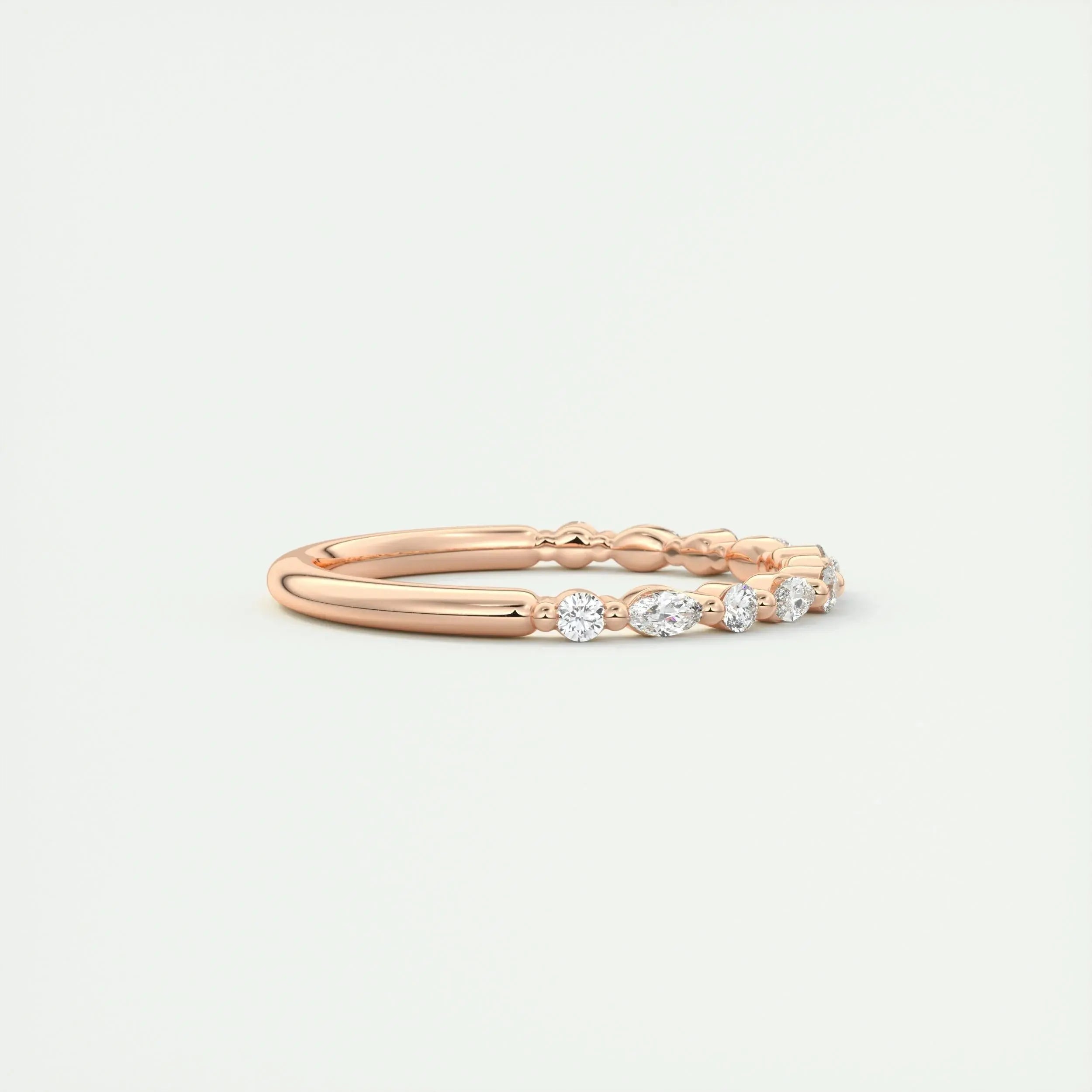 2.0mm Marquise & Round EF- VVS Lab Grown Diamond Half Eternity Wedding Band