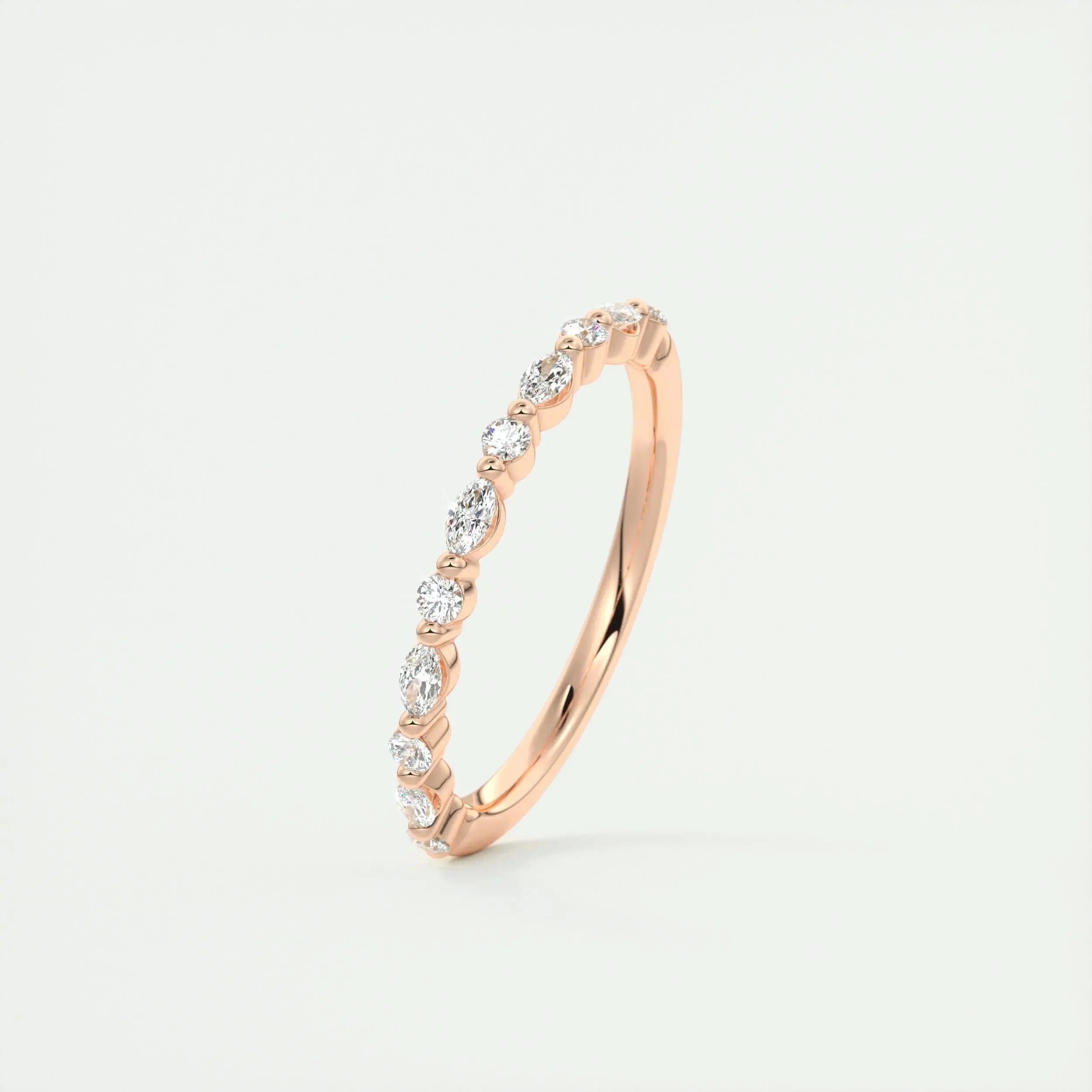 2.0mm Marquise & Round EF- VVS Lab Grown Diamond Half Eternity Wedding Band
