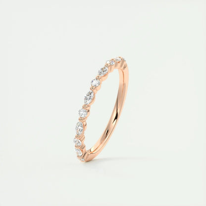 2.0mm Marquise & Round EF- VVS Lab Grown Diamond Half Eternity Wedding Band