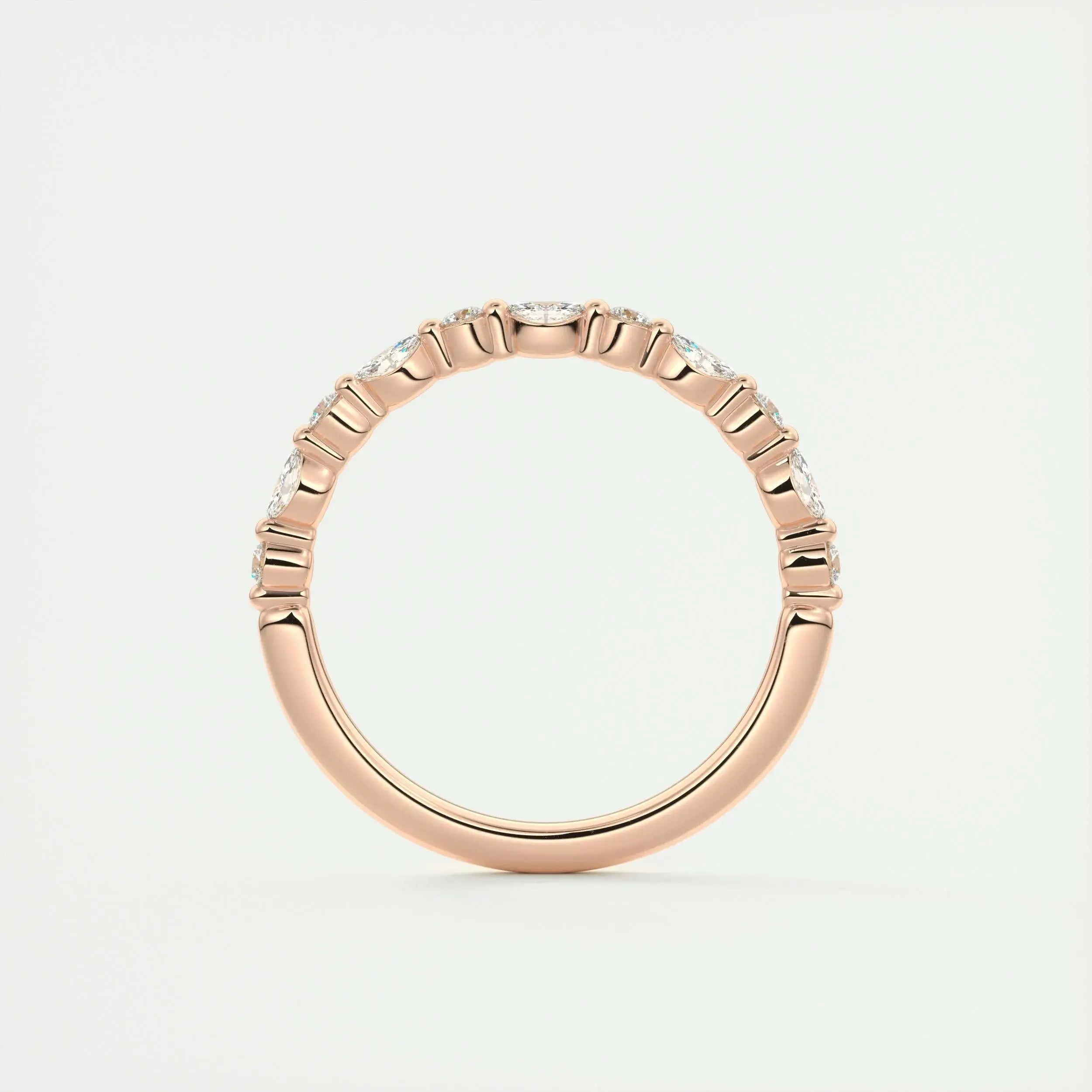 2.0mm Marquise & Round EF- VVS Lab Grown Diamond Half Eternity Wedding Band