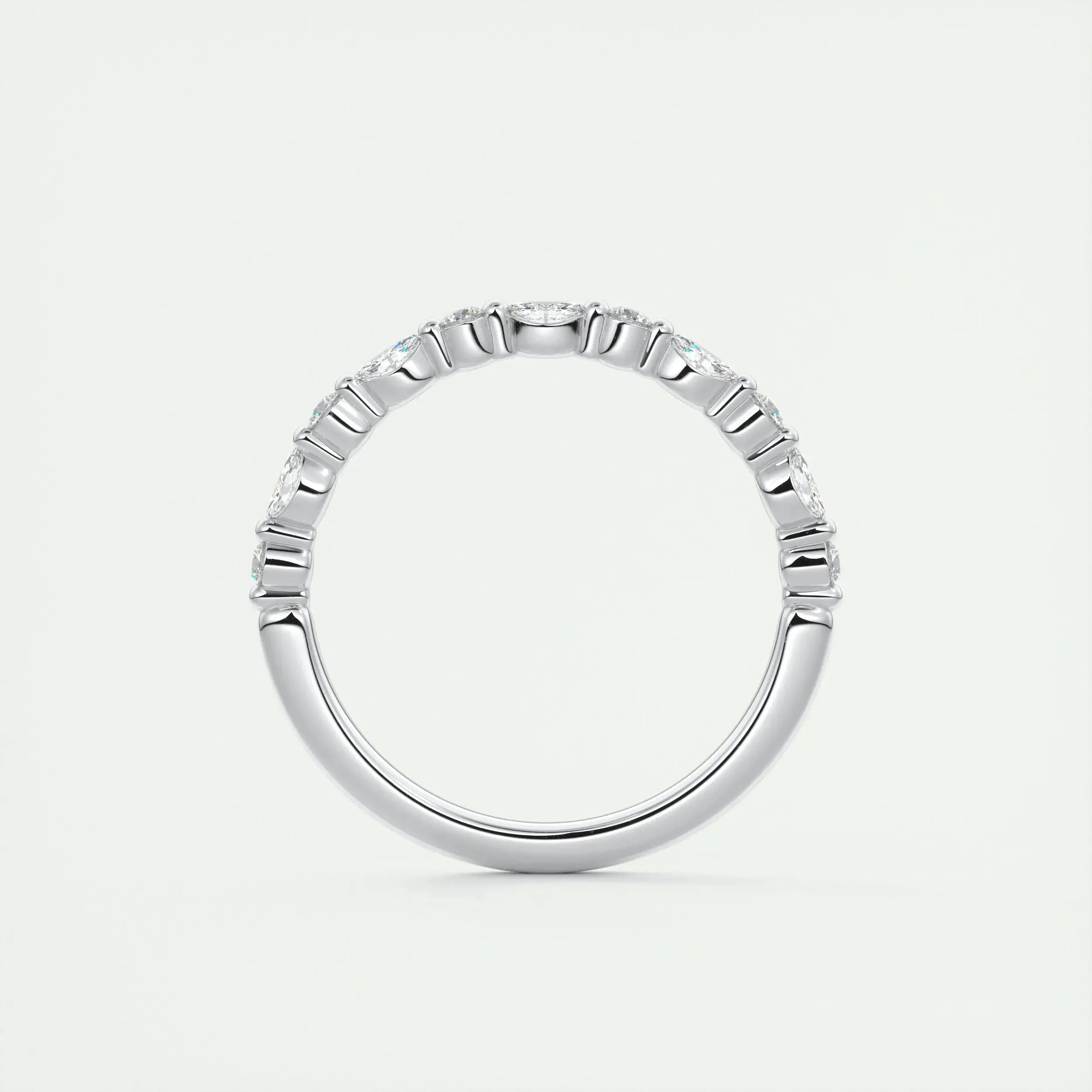 2.0mm Marquise & Round EF- VVS Lab Grown Diamond Half Eternity Wedding Band