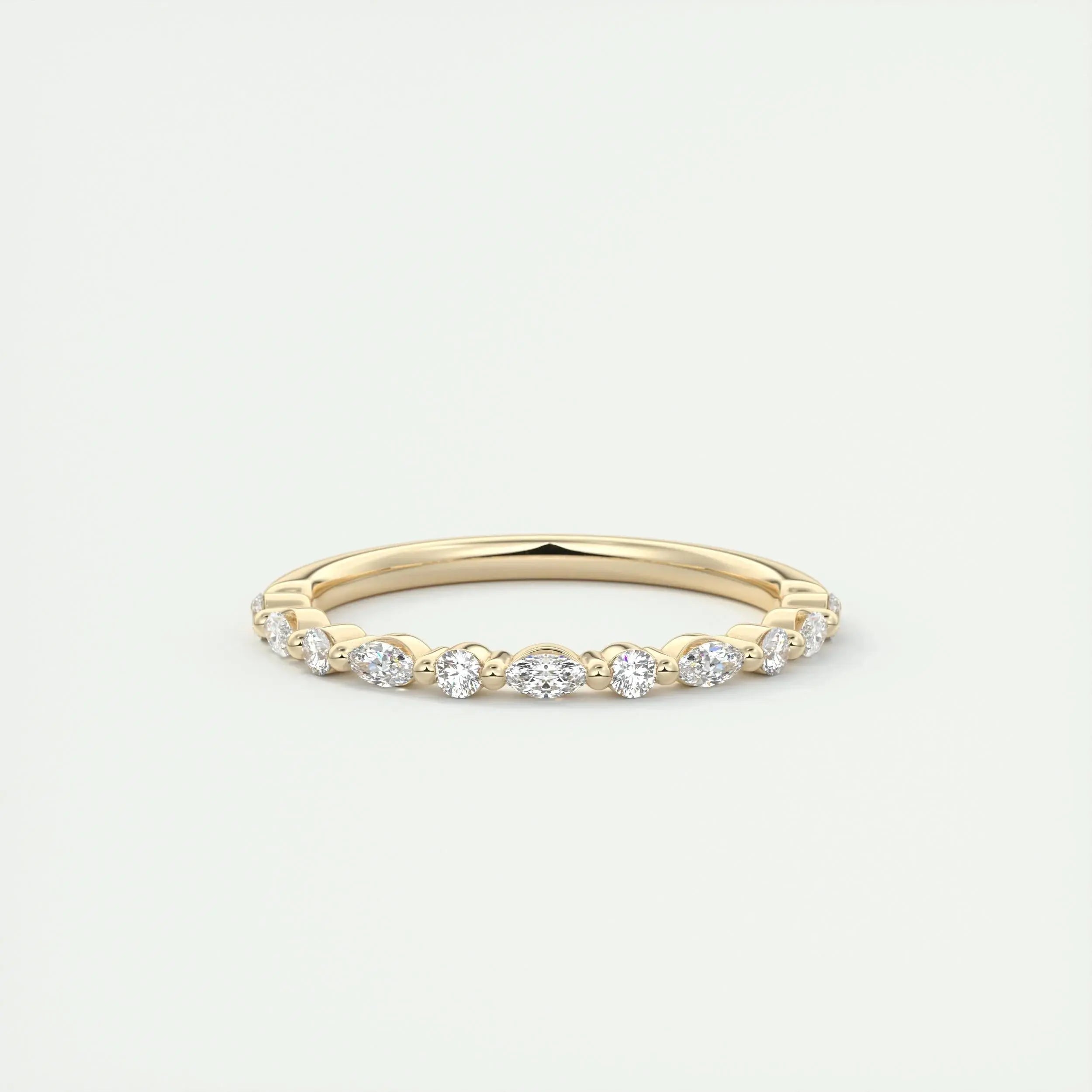 2.0mm Marquise & Round EF- VVS Lab Grown Diamond Half Eternity Wedding Band