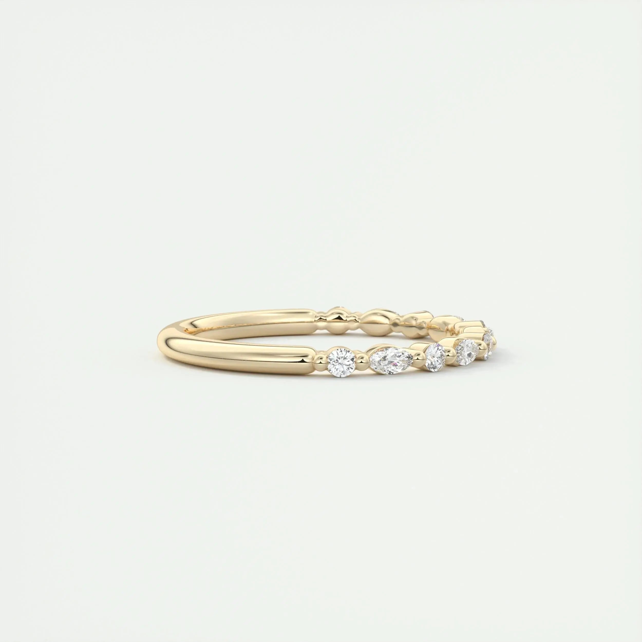 2.0mm Marquise & Round EF- VVS Lab Grown Diamond Half Eternity Wedding Band
