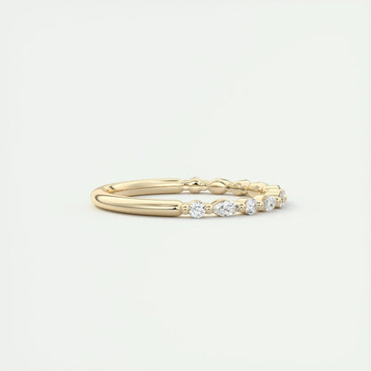 2.0mm Marquise & Round EF- VVS Lab Grown Diamond Half Eternity Wedding Band