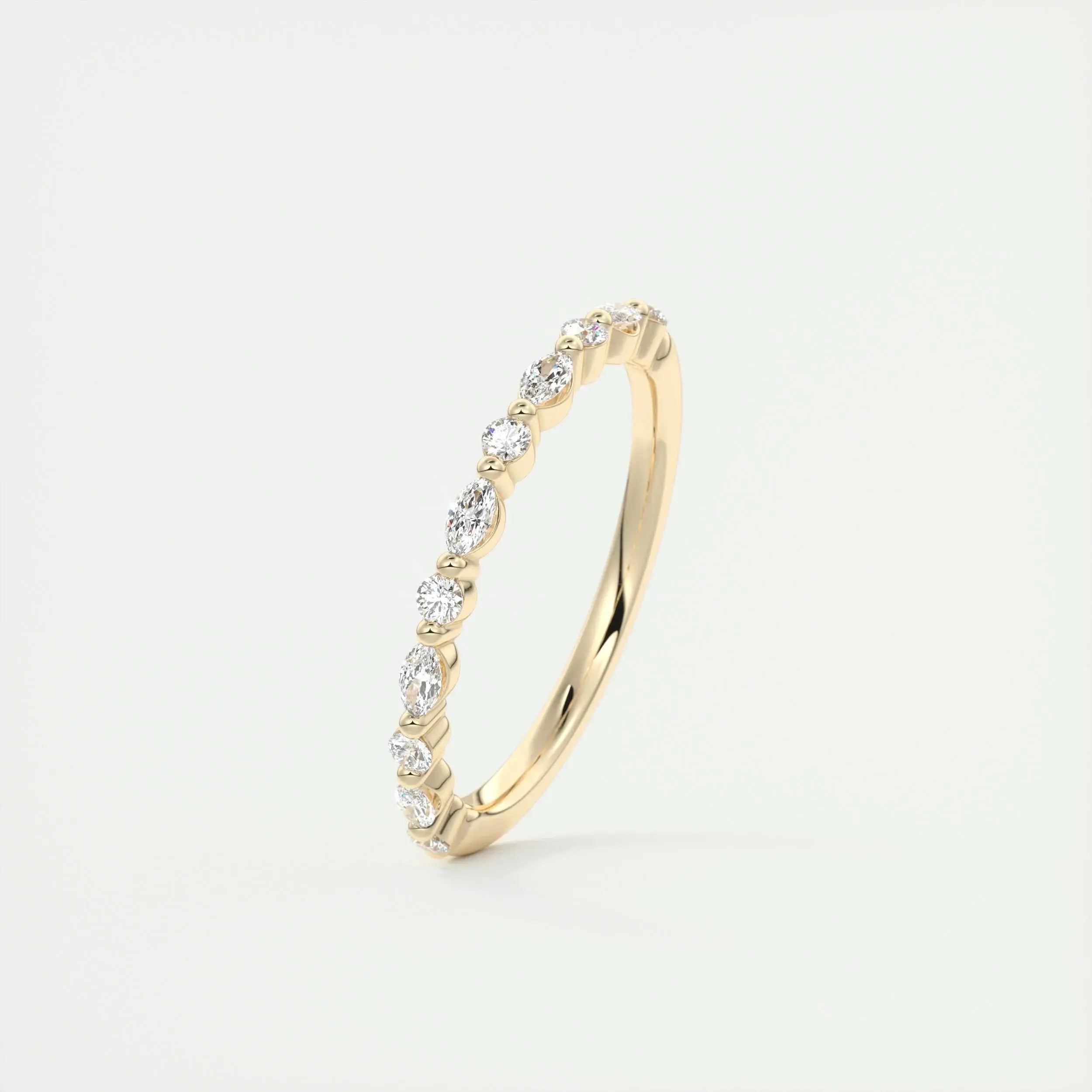 2.0mm Marquise & Round EF- VVS Lab Grown Diamond Half Eternity Wedding Band
