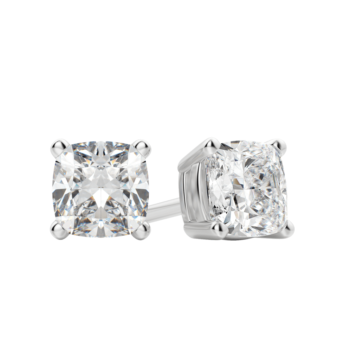 0.50CT - 2.0CT Cushion Solitaire D-VVS Lab Grown Diamond Earrings