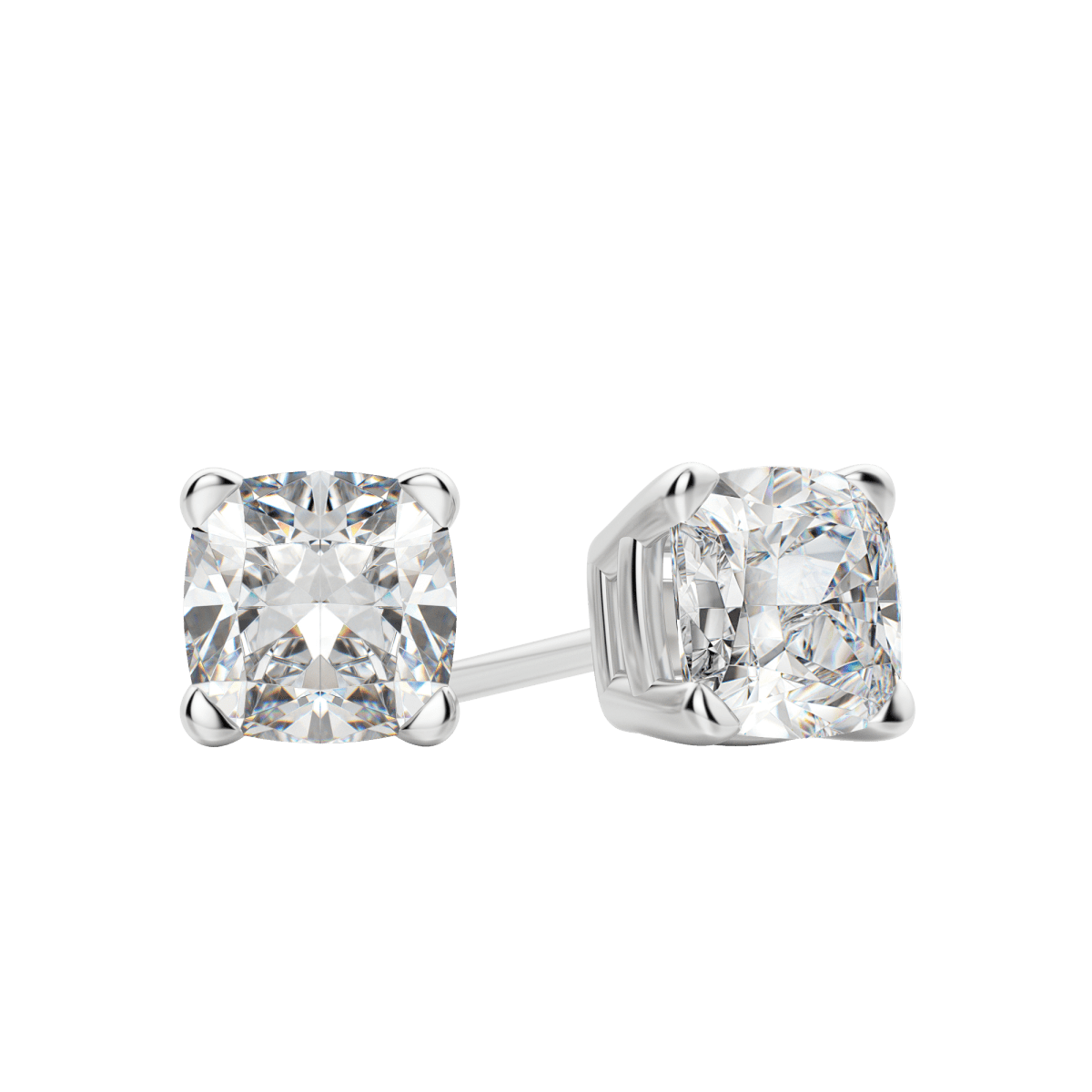 0.50CT - 2.0CT Cushion Solitaire D-VVS Lab Grown Diamond Earrings