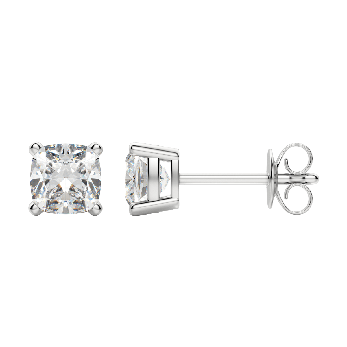 0.50CT - 2.0CT Cushion Solitaire D-VVS Lab Grown Diamond Earrings