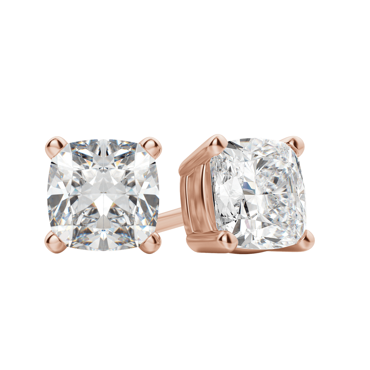 0.50CT - 2.0CT Cushion Solitaire D-VVS Lab Grown Diamond Earrings