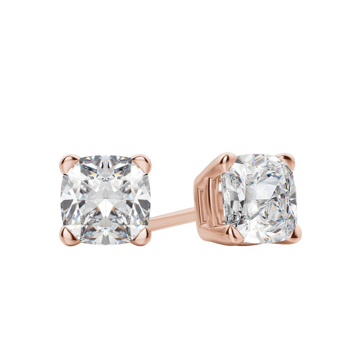 0.50CT - 2.0CT Cushion Solitaire D-VVS Lab Grown Diamond Earrings