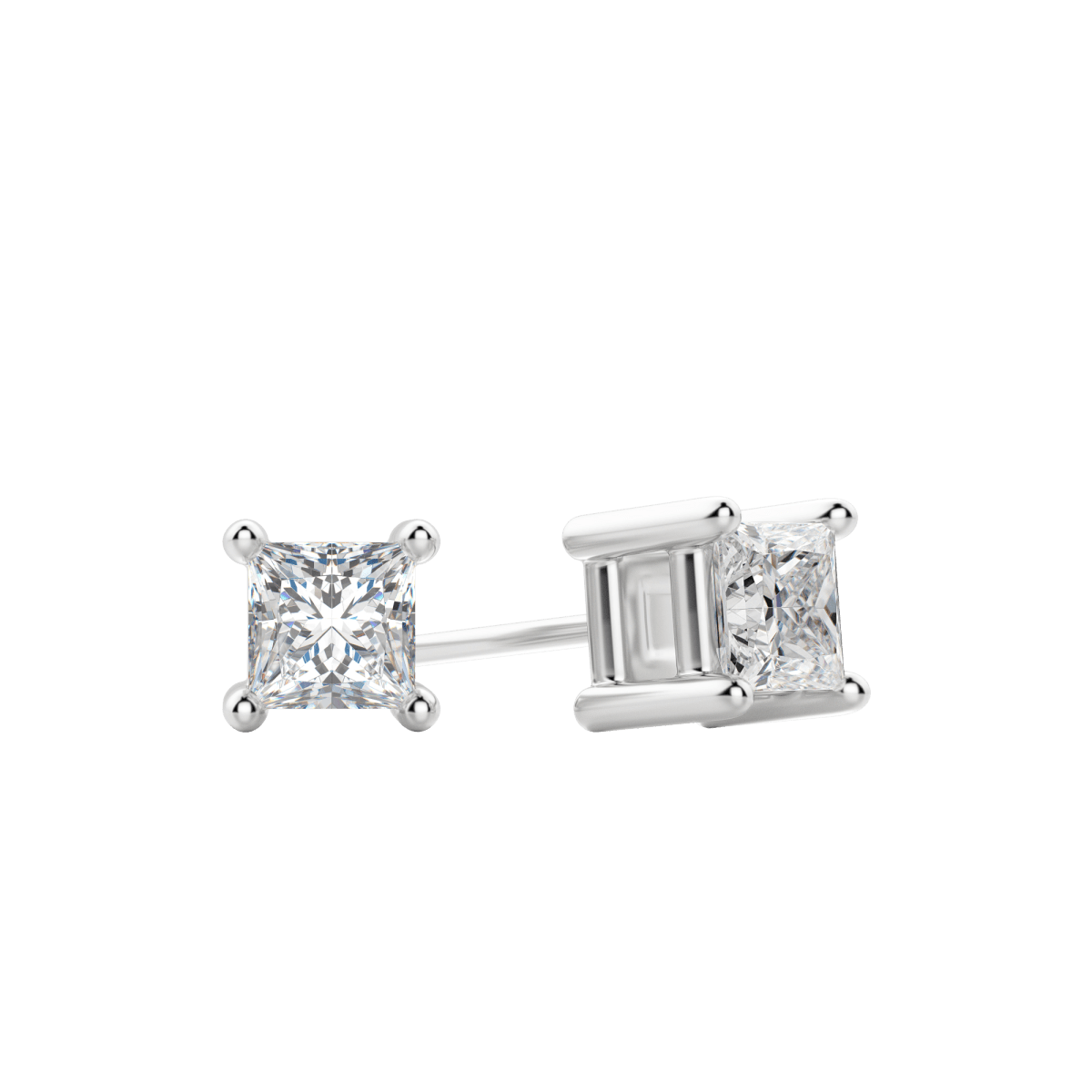 0.50CT - 2.0CT Princess Solitaire D-VVS Lab Grown Diamond Earrings