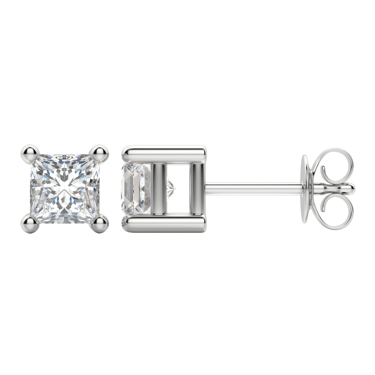 0.50CT - 2.0CT Princess Solitaire D-VVS Lab Grown Diamond Earrings