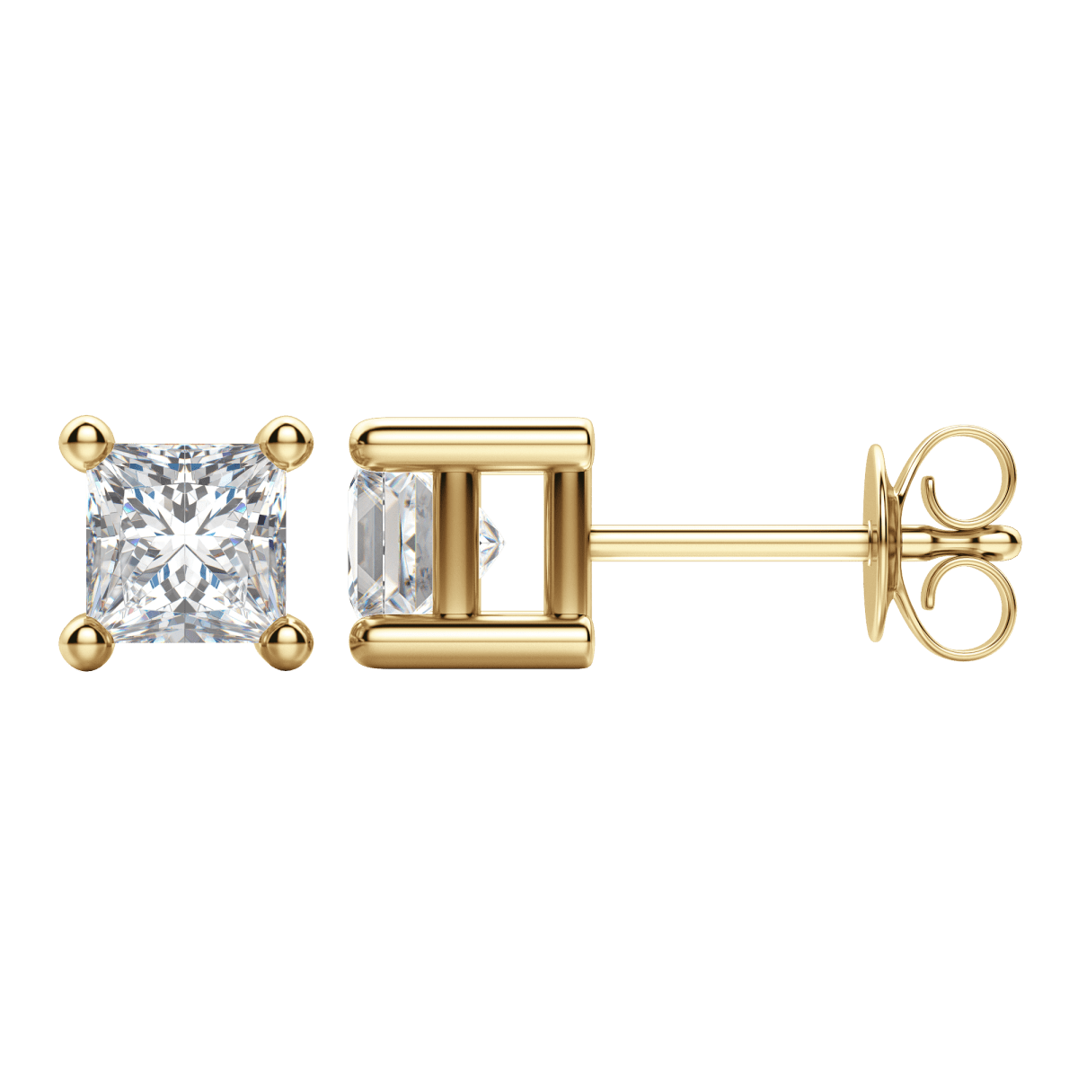 0.50CT - 2.0CT Princess Solitaire D-VVS Lab Grown Diamond Earrings