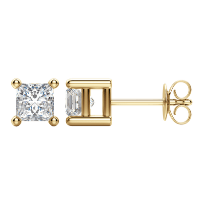 0.50CT - 2.0CT Princess Solitaire D-VVS Lab Grown Diamond Earrings
