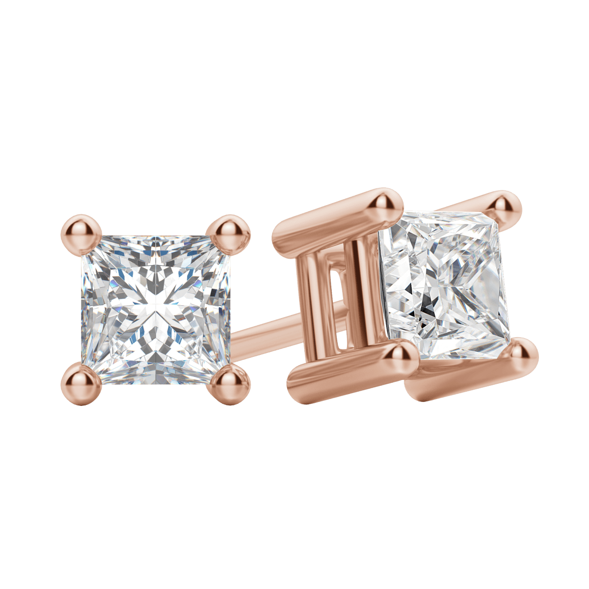 0.50CT - 2.0CT Princess Solitaire D-VVS Lab Grown Diamond Earrings