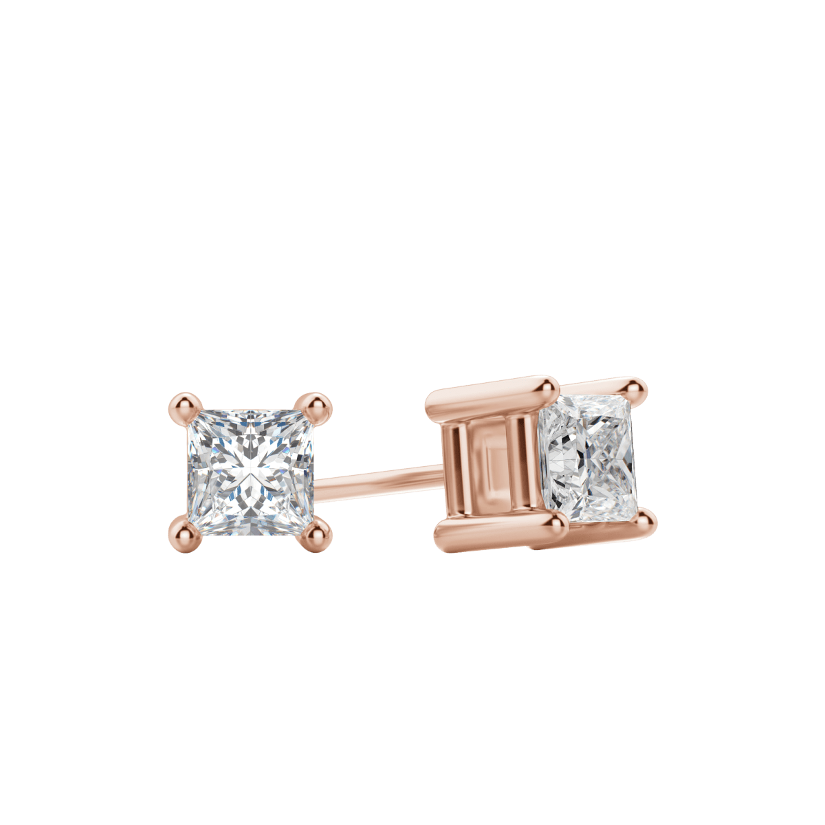 0.50CT - 2.0CT Princess Solitaire D-VVS Lab Grown Diamond Earrings