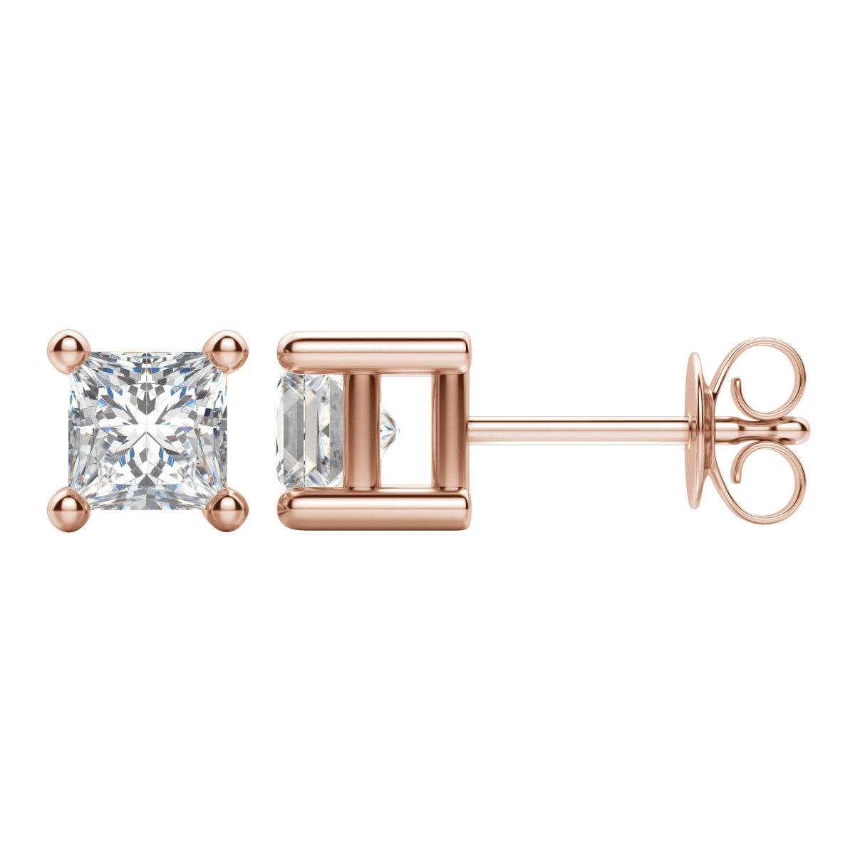 0.50CT - 2.0CT Princess Solitaire D-VVS Lab Grown Diamond Earrings