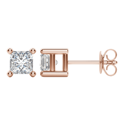 0.50CT - 2.0CT Princess Solitaire D-VVS Lab Grown Diamond Earrings