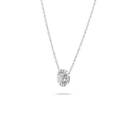1.0 CT Round Halo D-VVS Lab Grown Diamond Necklace