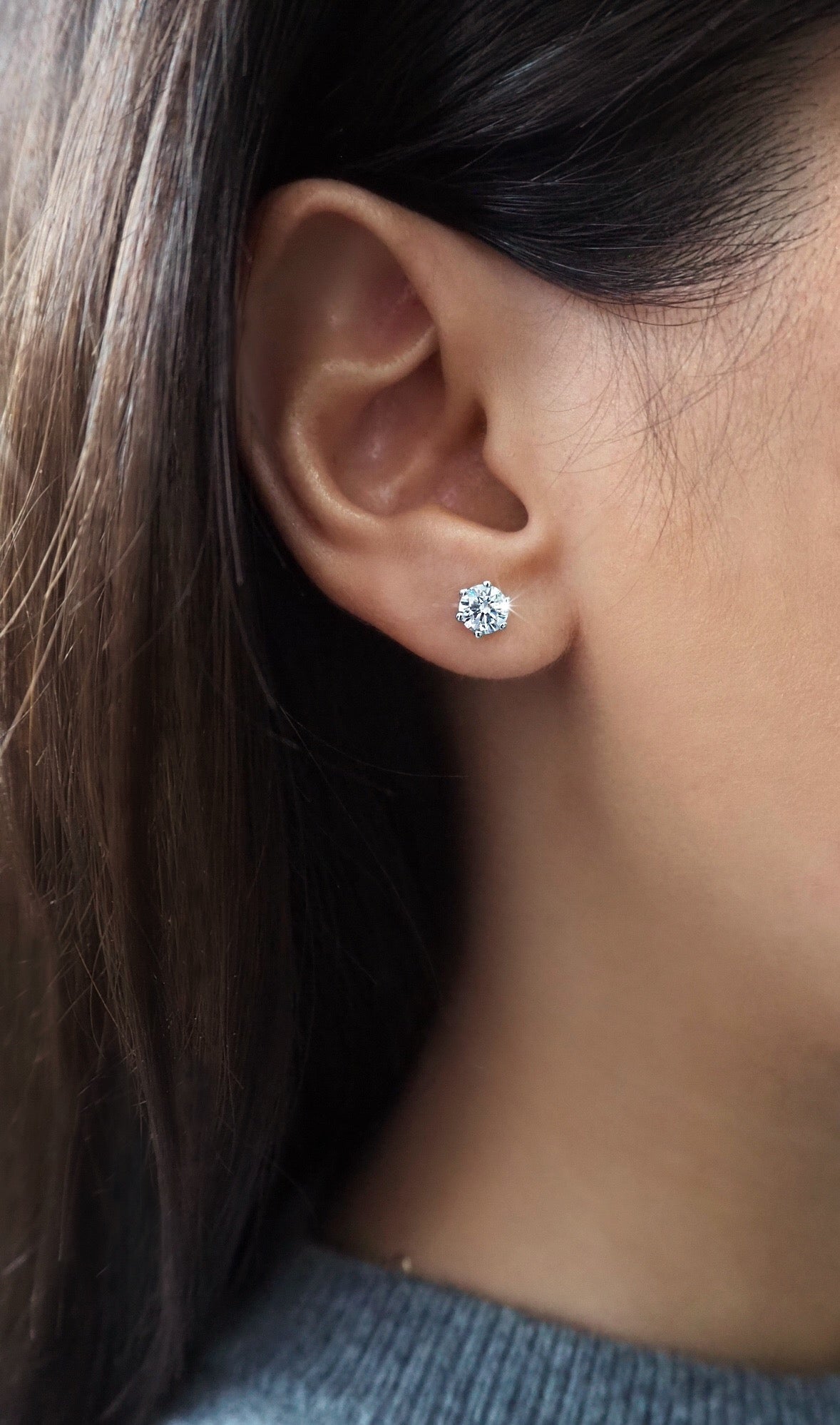 0.5CT Round Solitaire D-VVS Lab Grown Diamond Earrings