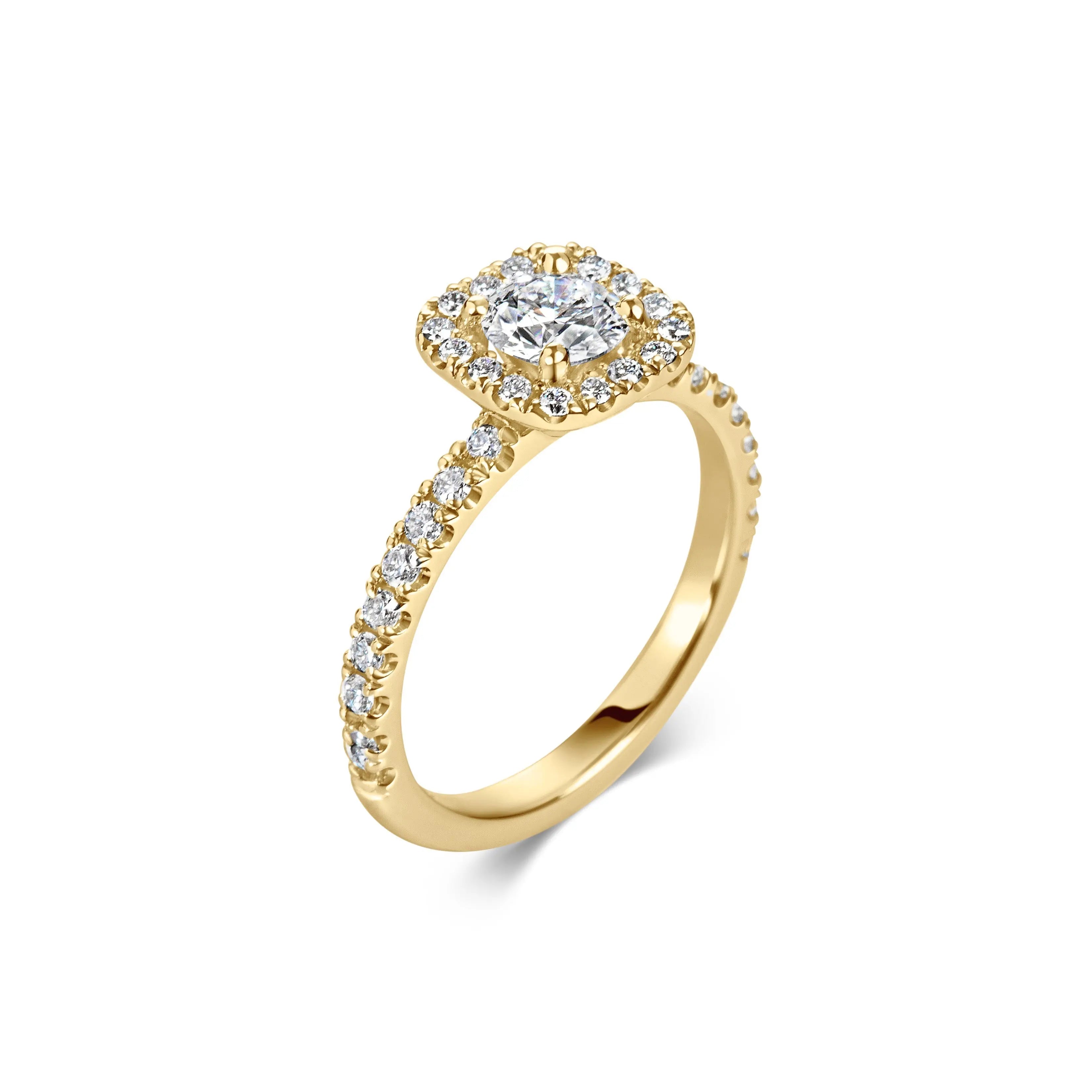 1.0 Ct Cushion Halo D- VVS Lab Grown Diamond Pave Engagement Ring