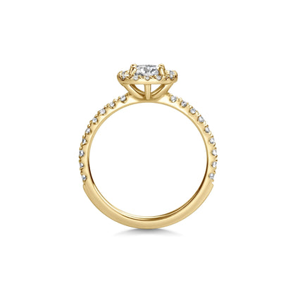1.0 Ct Cushion Halo D- VVS Lab Grown Diamond Pave Engagement Ring