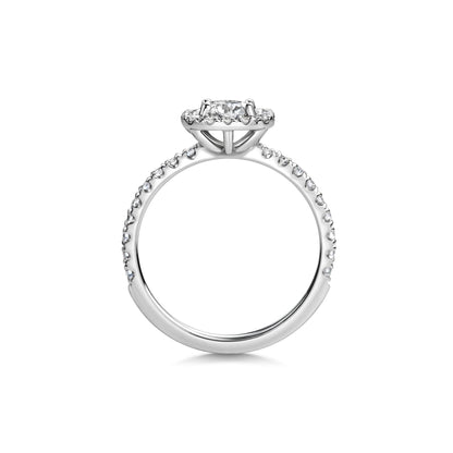 1.0 Ct Cushion Halo D- VVS Lab Grown Diamond Pave Engagement Ring