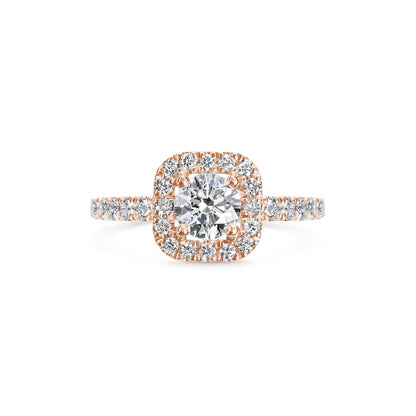 1.0 Ct Cushion Halo D- VVS Lab Grown Diamond Pave Engagement Ring