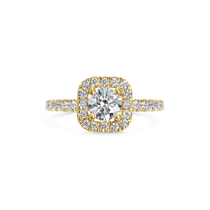 1.0 Ct Cushion Halo D- VVS Lab Grown Diamond Pave Engagement Ring