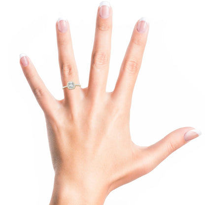 1.0 CT Cushion Halo D- VVS Lab Grown Diamond Pave Engagement Ring