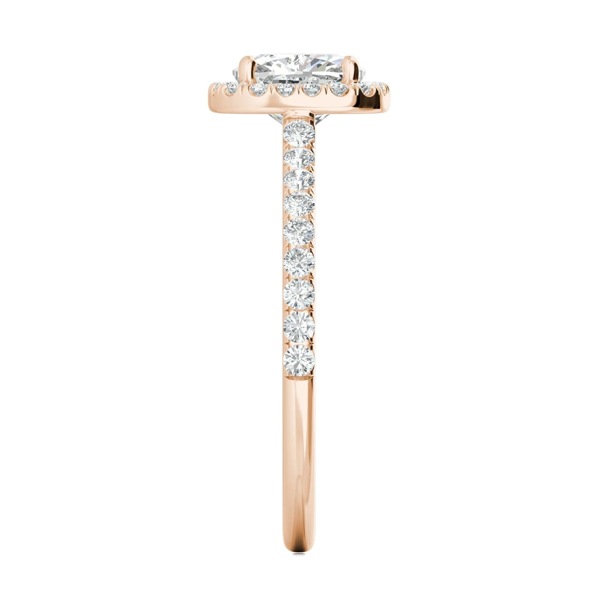 1.0 CT Cushion Halo D- VVS Lab Grown Diamond Pave Engagement Ring