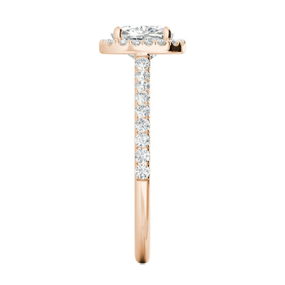1.0 CT Cushion Halo D- VVS Lab Grown Diamond Pave Engagement Ring