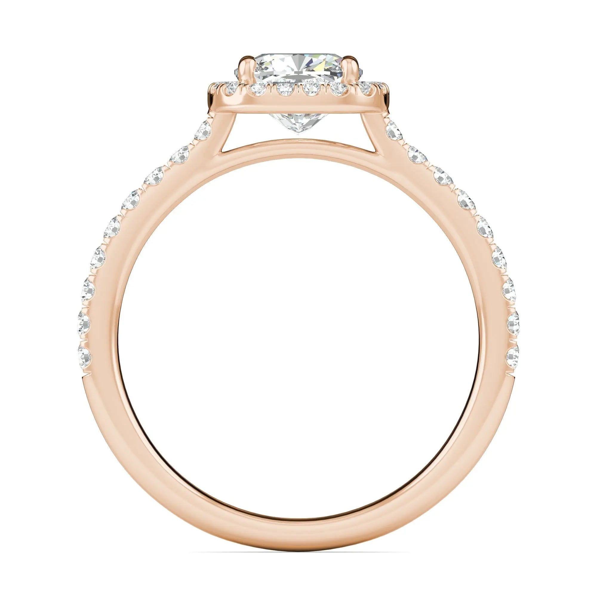 1.0 CT Cushion Halo D- VVS Lab Grown Diamond Pave Engagement Ring