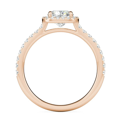 1.0 CT Cushion Halo D- VVS Lab Grown Diamond Pave Engagement Ring