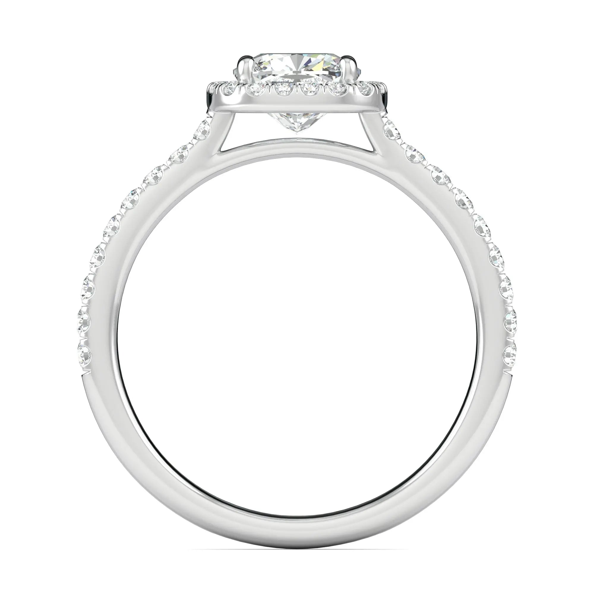 1.0 CT Cushion Halo D- VVS Lab Grown Diamond Pave Engagement Ring