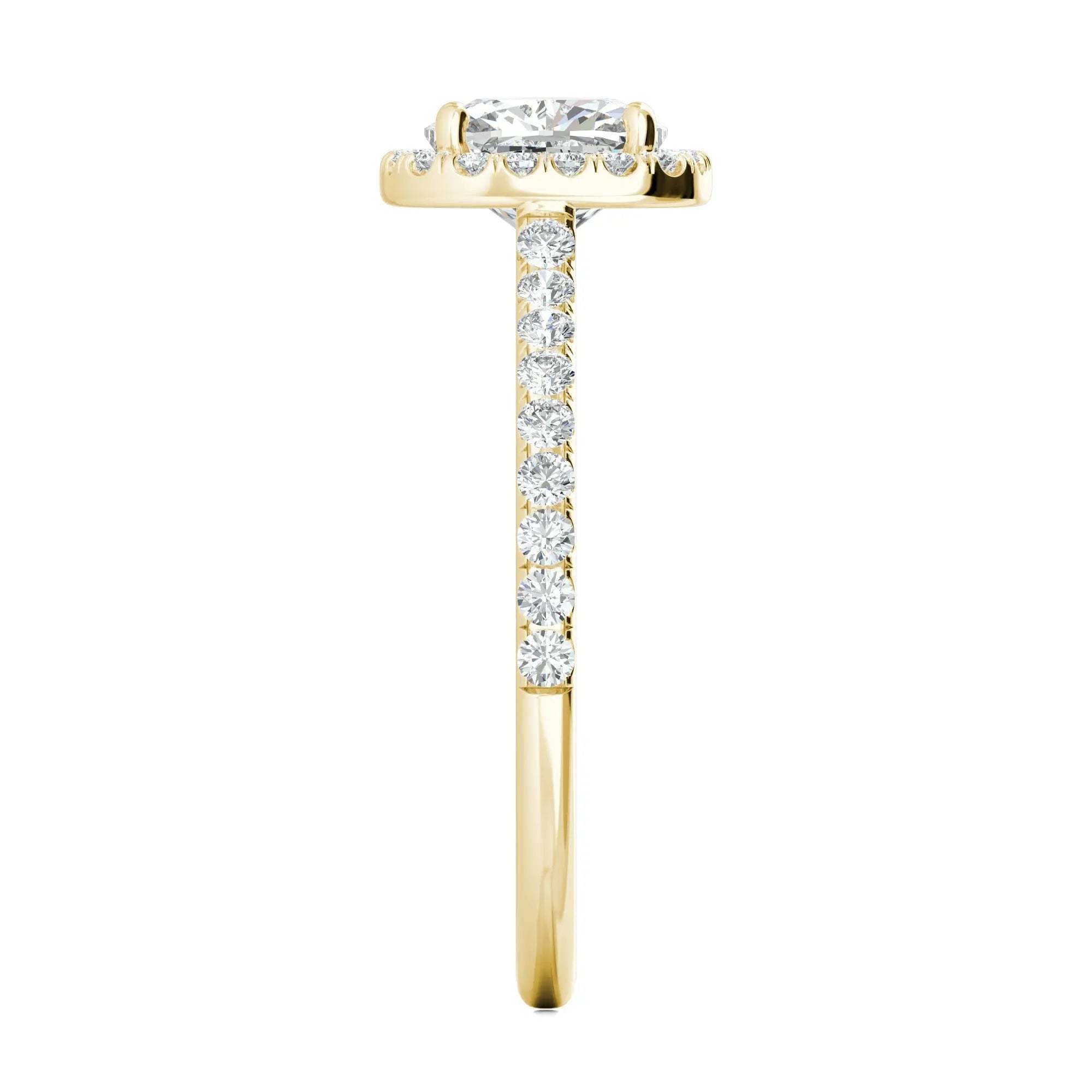 1.0 CT Cushion Halo D- VVS Lab Grown Diamond Pave Engagement Ring