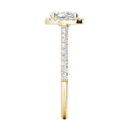 1.0 CT Cushion Halo D- VVS Lab Grown Diamond Pave Engagement Ring