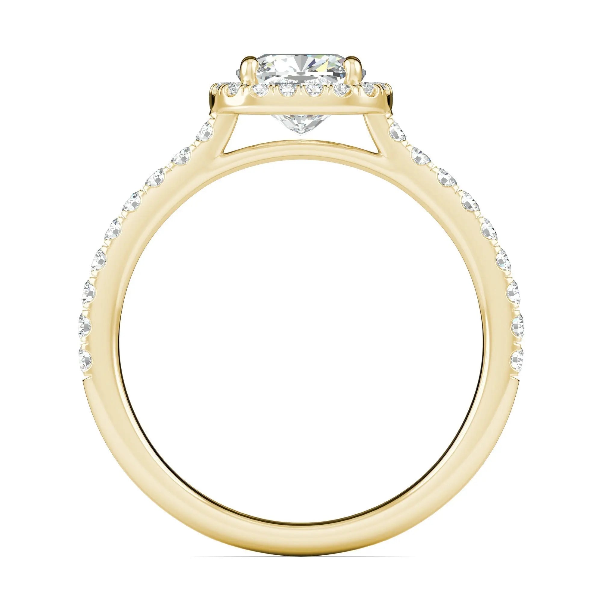 1.0 CT Cushion Halo D- VVS Lab Grown Diamond Pave Engagement Ring