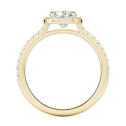 1.0 CT Cushion Halo D- VVS Lab Grown Diamond Pave Engagement Ring