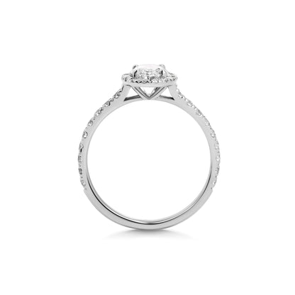 1.0 Ct Oval Cut Halo D- VVS Lab Grown Diamond Pave Engagement Ring