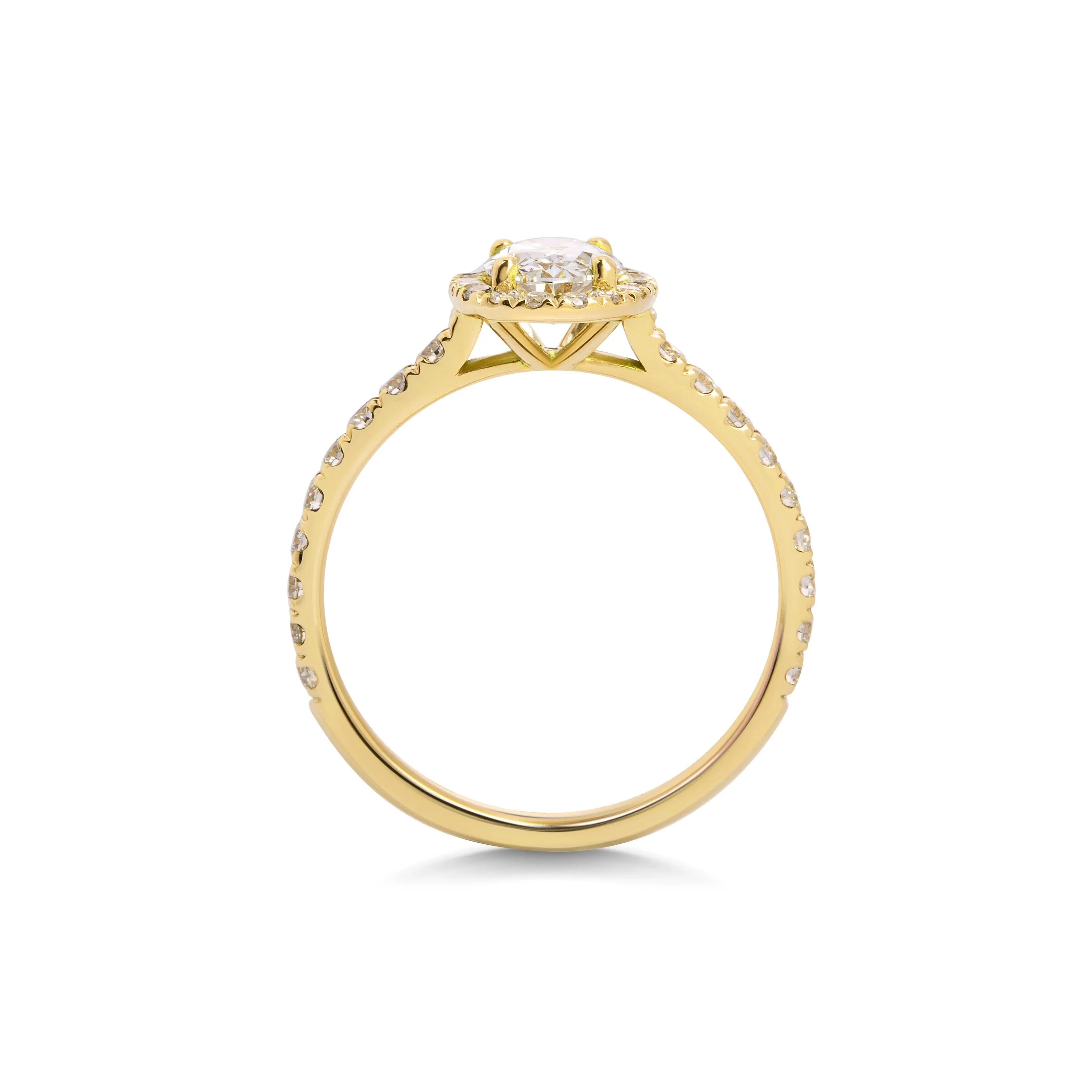 1.0 Ct Oval Cut Halo D- VVS Lab Grown Diamond Pave Engagement Ring